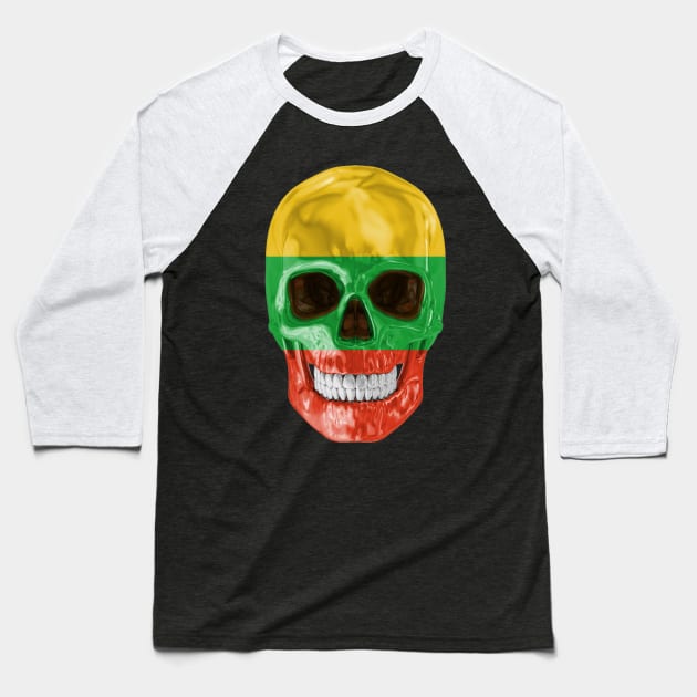 Lithuania Flag Skull - Gift for Lithuanian With Roots From Lithuania Baseball T-Shirt by Country Flags